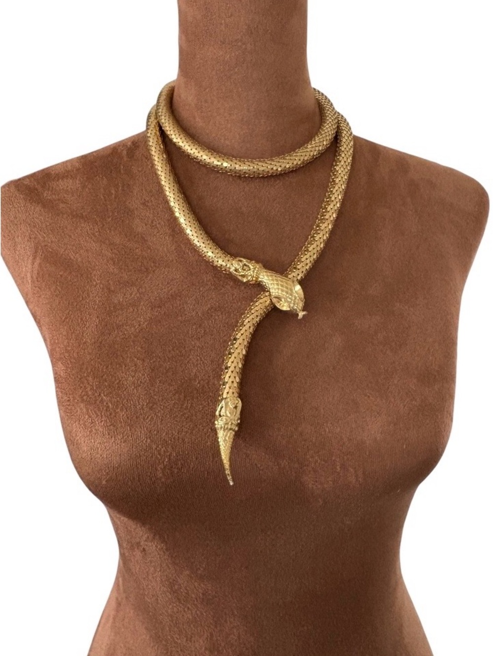 Vintage D.L. Auld Gold Mesh Snake Belt / Wrap Necklace 41"